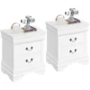 Fully-Assembled Nightstands Set of 2, 2-Drawer Nightstands Large Classic Bedside Tables with Storage, Wooden Painted