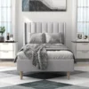 1 set Twin Size Upholstered Platform Bed Frame with Headboard - Sturdy Wooden Support - Image 2