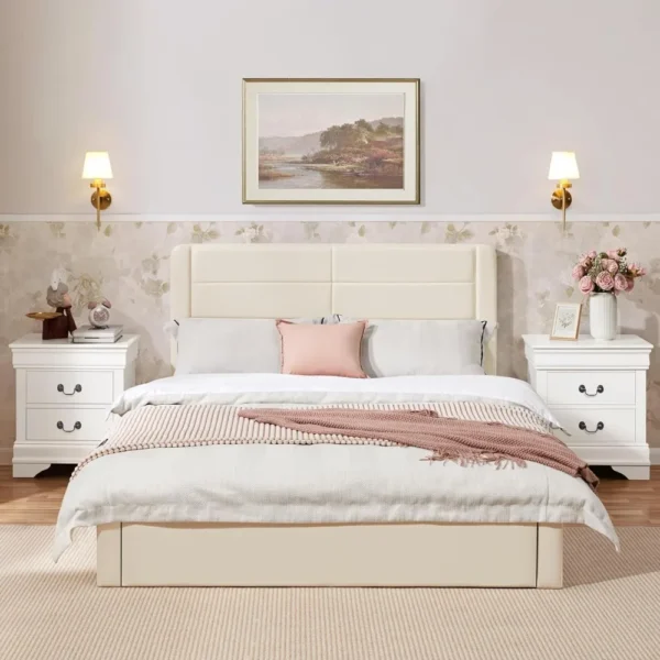 Fully-Assembled Nightstands Set of 2, 2-Drawer Nightstands Large Classic Bedside Tables with Storage, Wooden Painted - Image 3