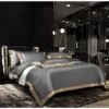 Elegant Gray Comforter Set Simple European Style 100s Premium Cotton Luxurious Queen Duvet Cover Set Free UPS Shipping