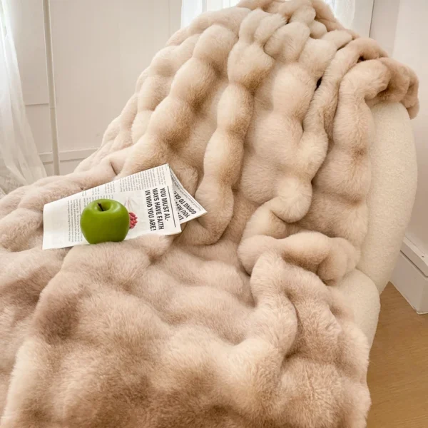 Thick Faux fur Bed blankets Double layer Bedspread On The Bed Plaid Room Decor Throw Blanket Sofa Cover for Living Room Bedroom