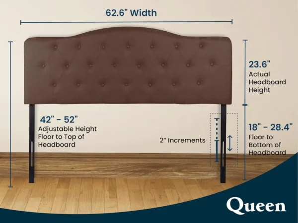 Headboards for Queen Size Bed, Upholstered Button Tufted Bed Headboard, 12 Adjustable Positions Queen Headboard Only, Wall Mount - Image 2