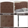 Headboards for Queen Size Bed, Upholstered Button Tufted Bed Headboard, 12 Adjustable Positions Queen Headboard Only, Wall Mount - Image 3