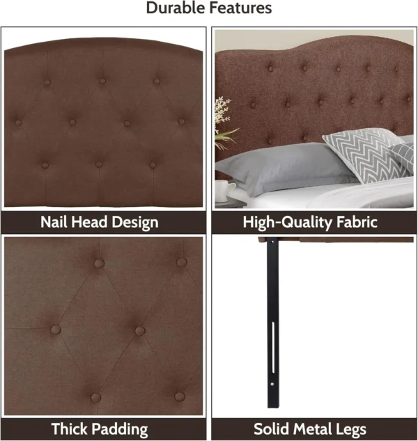 Headboards for Queen Size Bed, Upholstered Button Tufted Bed Headboard, 12 Adjustable Positions Queen Headboard Only, Wall Mount - Image 3